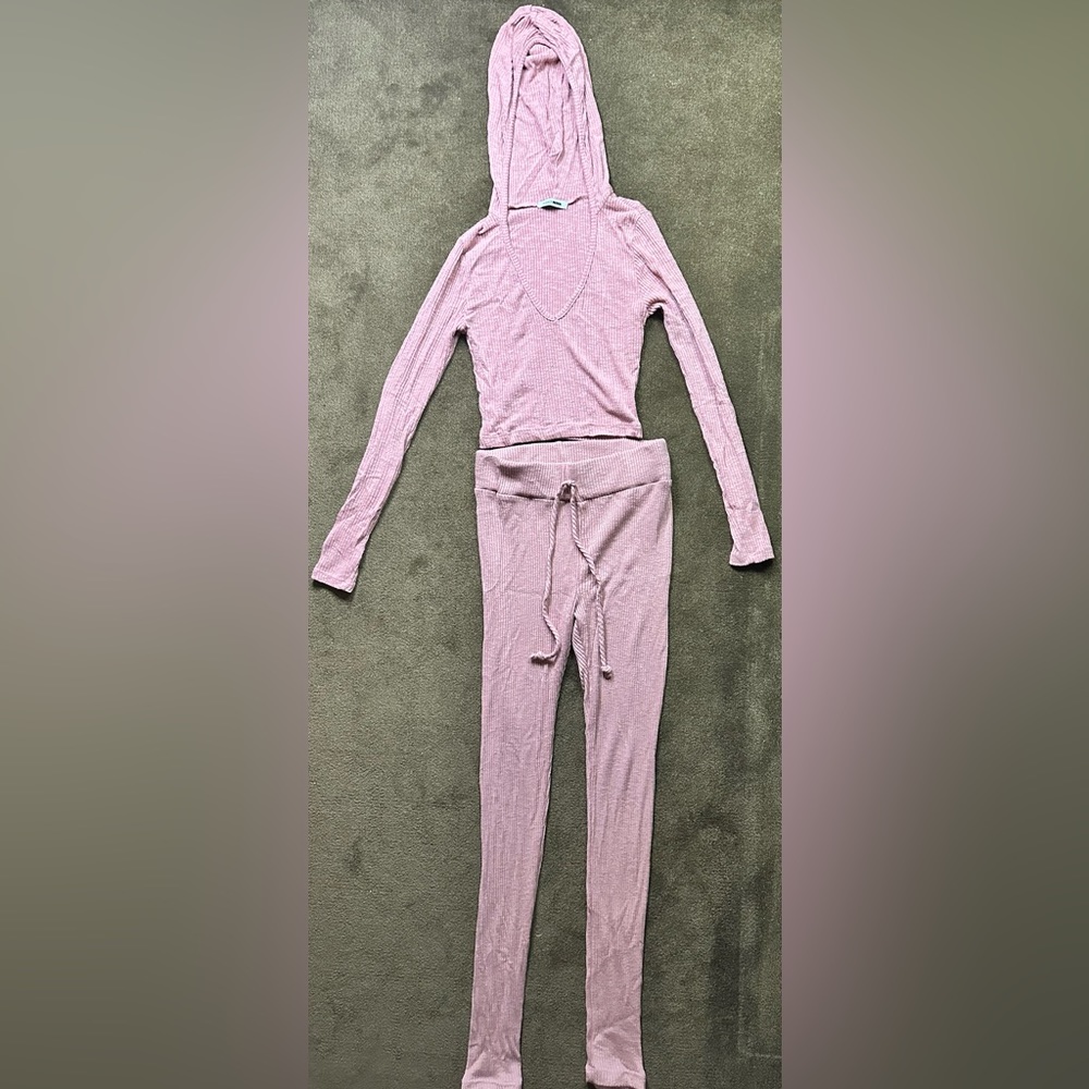 Blush Pink Ribbed 2 piece set. Partially new